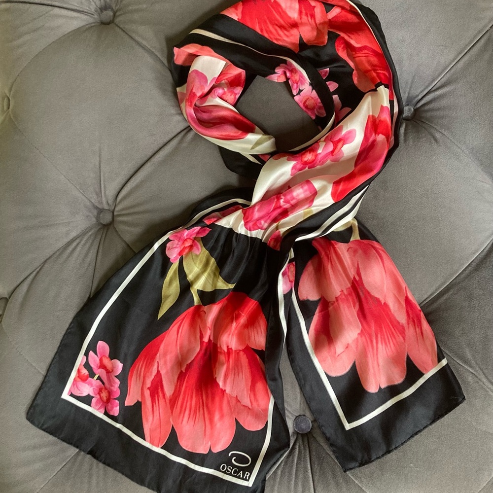 Oscar de la Renta Floral Silk Scarf